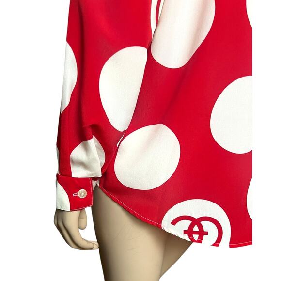 Vintage 80s Long Sleeves Blouse M Button Front Closure Polyester/ Rayon Blend - Picture 7 of 10